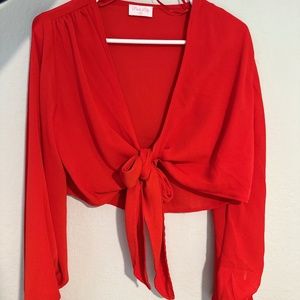 Pink Lily Tie Front Top